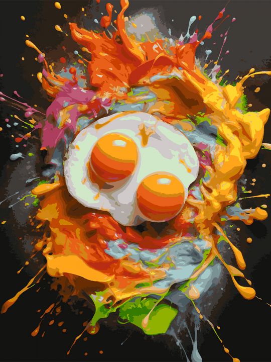 Картина по номерам без подрамника «Яичница» 130x100 см