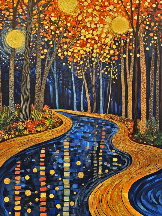 Алмазная мозаика без подрамника «Зеркальная река» 90x70 см