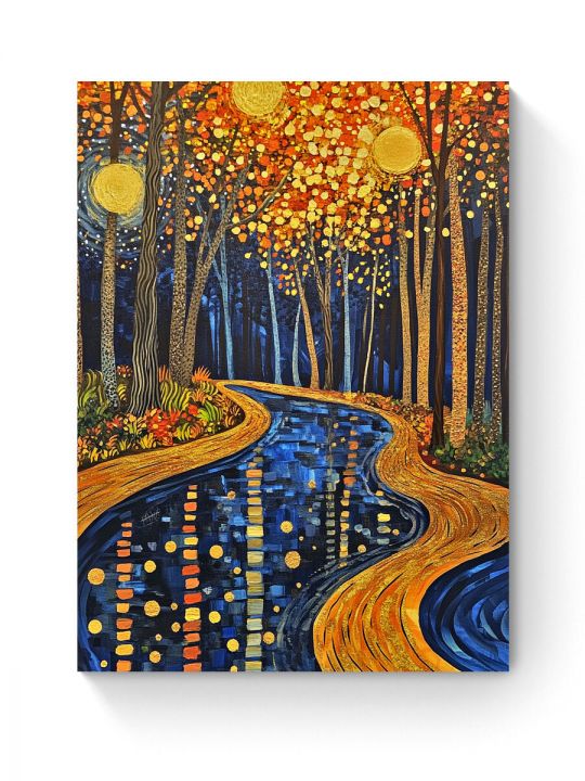 Алмазная мозаика на подрамнике «Зеркальная река» 40x30 см