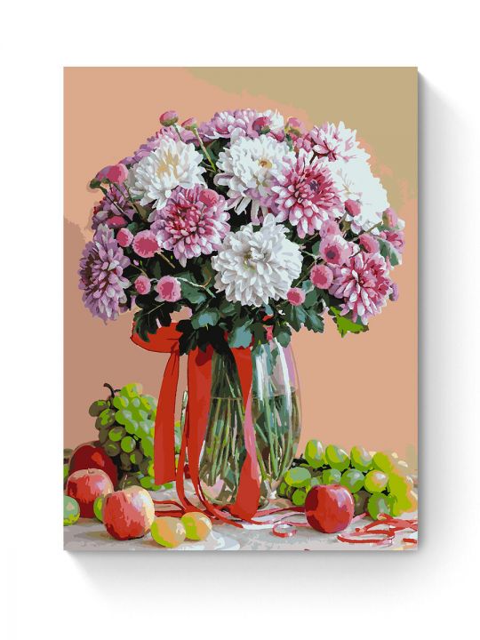 Картина по номерам на подрамнике «Хризантемы» 80x60 см