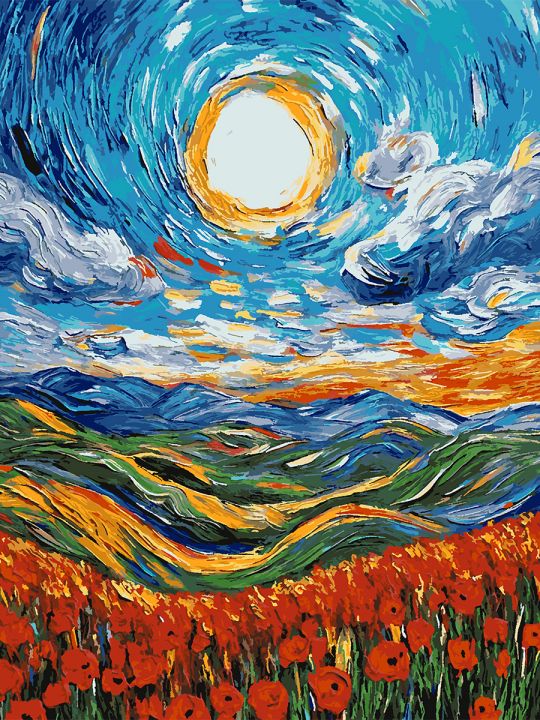 Картина по номерам без подрамника «Маковое поле» 130x100 см