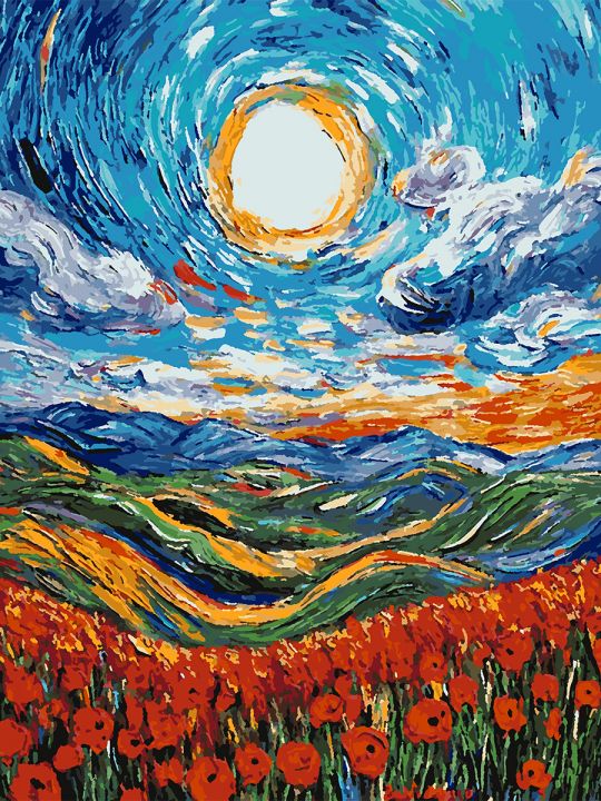 Картина по номерам без подрамника «Маковое поле» 80x60 см