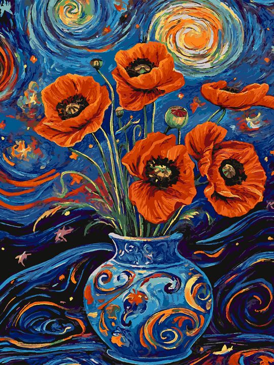 Картина по номерам без подрамника «Букет маков» 130x100 см