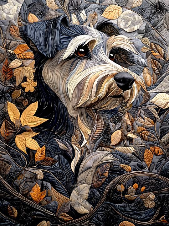 Алмазная мозаика без подрамника «Цвергшнауцер» 130x100 см