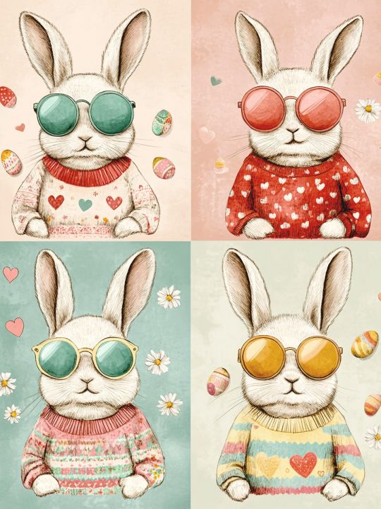 Алмазная мозаика без подрамника «Кролики» 60x45 см