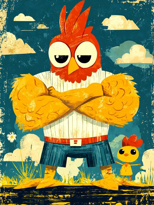 Алмазная мозаика без подрамника «Крутой цыпа» 90x70 см