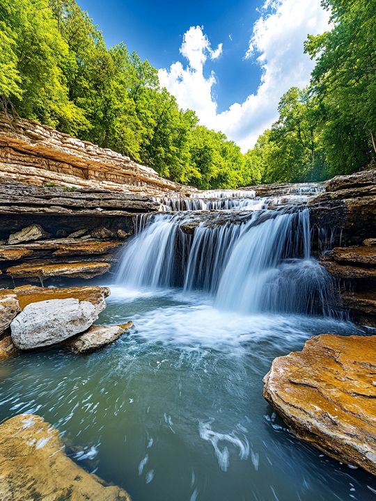 Алмазная мозаика без подрамника «Водопад» 90x70 см