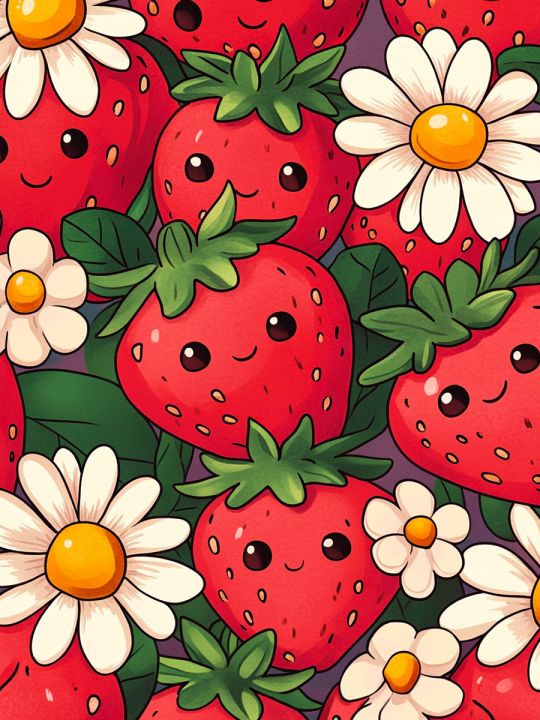 Алмазная мозаика без подрамника «Клубника» 70x50 см