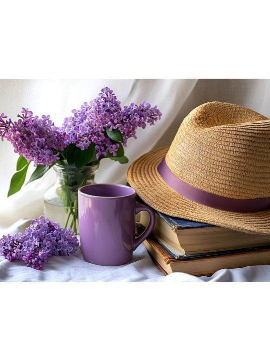 Алмазная мозаика без подрамника «Сирень» 90x70 см