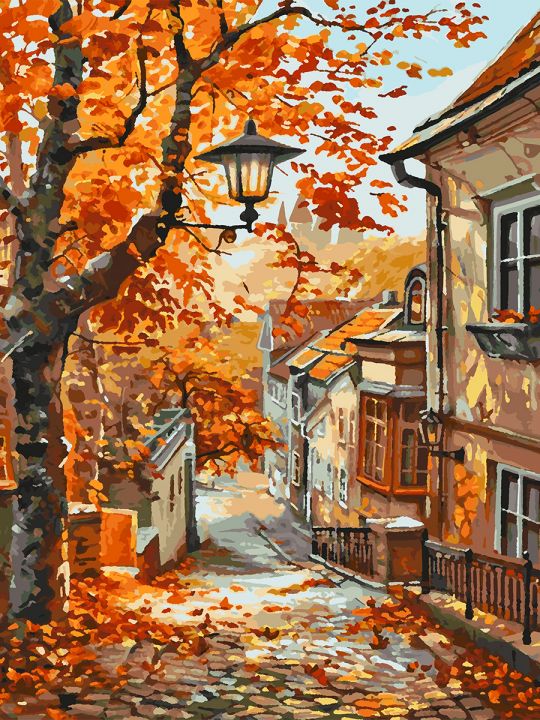 Картина по номерам без подрамника «Уютная улочка» 80x60 см