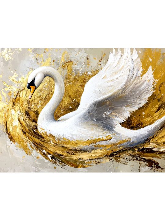 Алмазная мозаика без подрамника «Золотой лебедь» 50x40 см