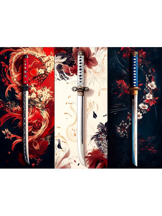 Алмазная мозаика без подрамника «Катаны» 60x45 см