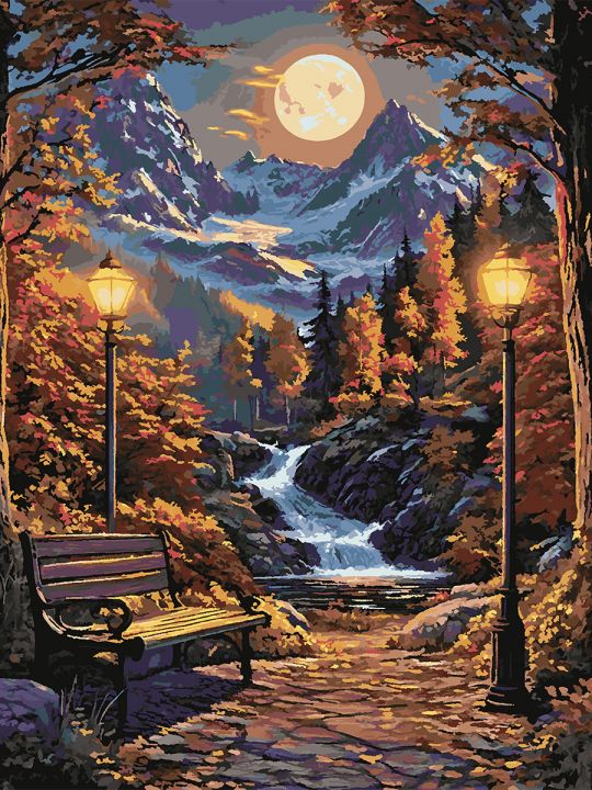 Картина по номерам без подрамника «Ночной парк» 130x100 см