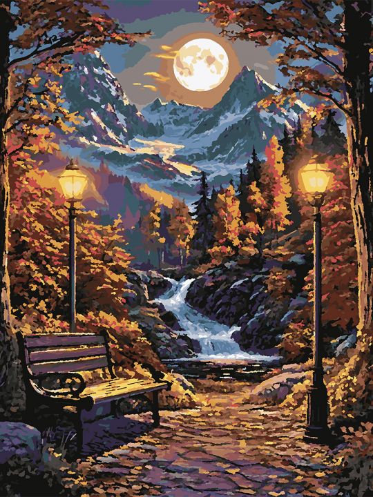 Картина по номерам без подрамника «Ночной парк» 80x60 см