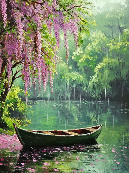 Алмазная мозаика без подрамника «Весенний дождь» 90x70 см