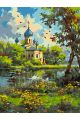Картина по номерам без подрамника «Храм у реки» 80x60 см