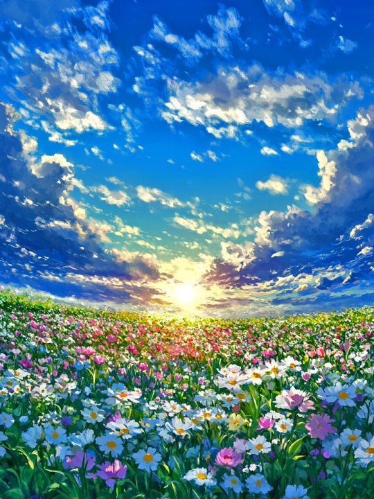 Алмазная мозаика без подрамника «Цветочный луг» 60x45 см