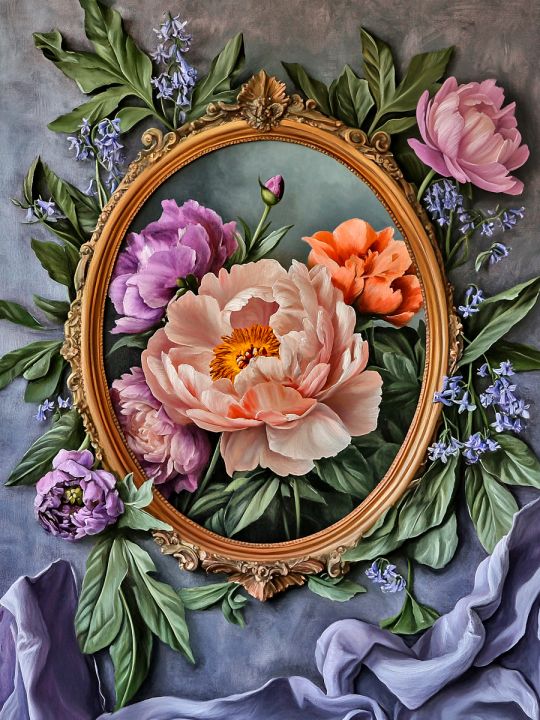 Алмазная мозаика без подрамника «Цветочный декор» 50x40 см