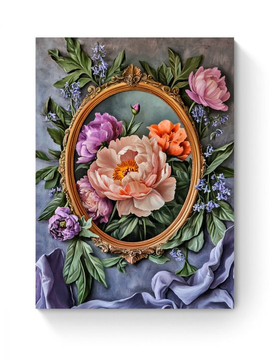 Алмазная мозаика на подрамнике «Цветочный декор» 50x40 см