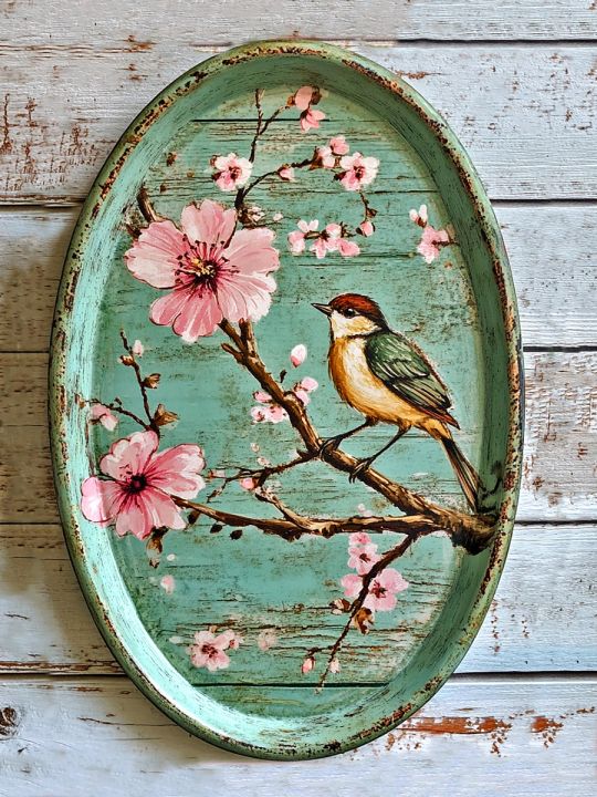 Алмазная мозаика без подрамника «Панно с птичкой» 60x45 см