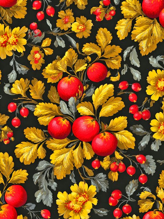 Алмазная мозаика без подрамника «Цветочные узоры» 50x40 см