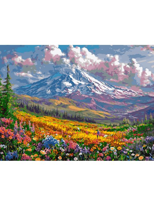 Картина по номерам без подрамника «Горная долина» 80x60 см