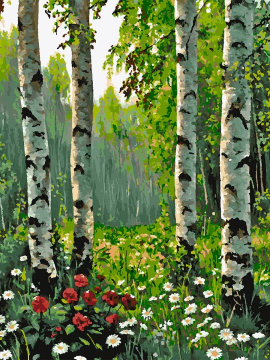 Картина по номерам без подрамника «Летний лес» 90x70 см