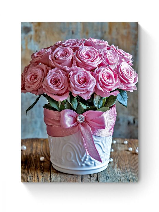 Алмазная мозаика на подрамнике «Розовые розы» 50x40 см