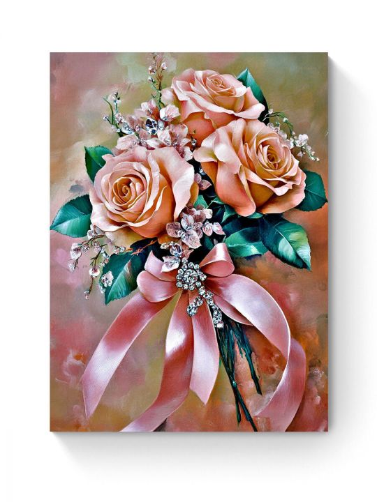 Алмазная мозаика на подрамнике «Букет роз» 50x40 см
