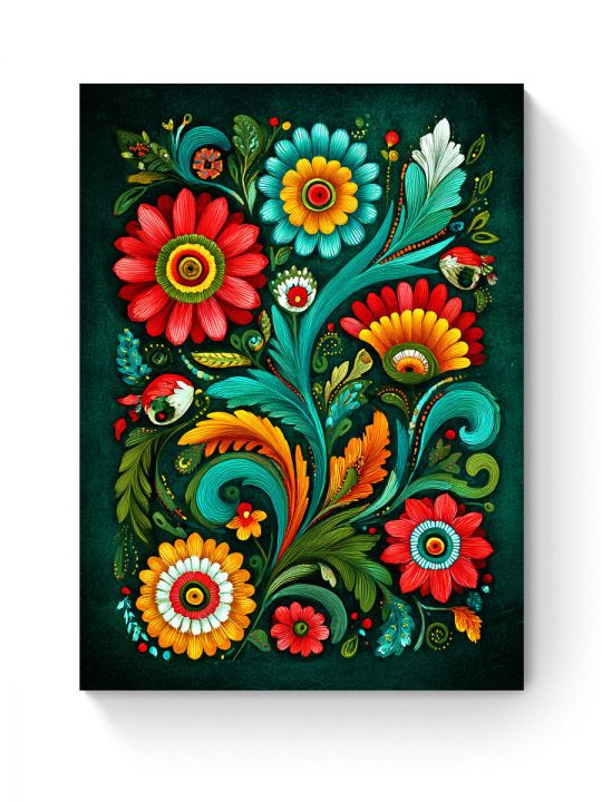 Алмазная мозаика на подрамнике «Цветочный узор» 50x40 см