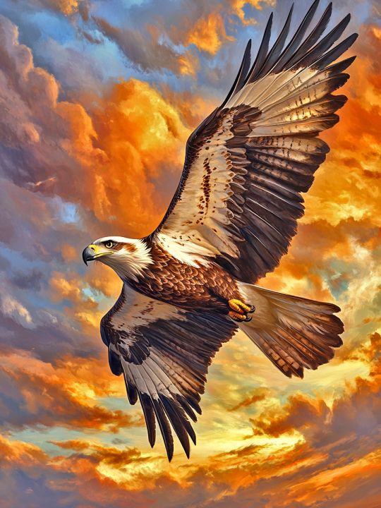 Алмазная мозаика без подрамника «Орлиная охота» 90x70 см