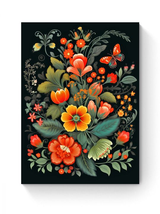 Алмазная мозаика на подрамнике «Цветочный узор» 50x40 см