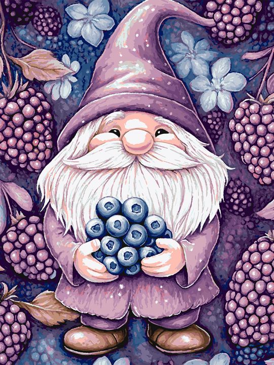 Картина по номерам без подрамника «Ягодный гном» 90x70 см