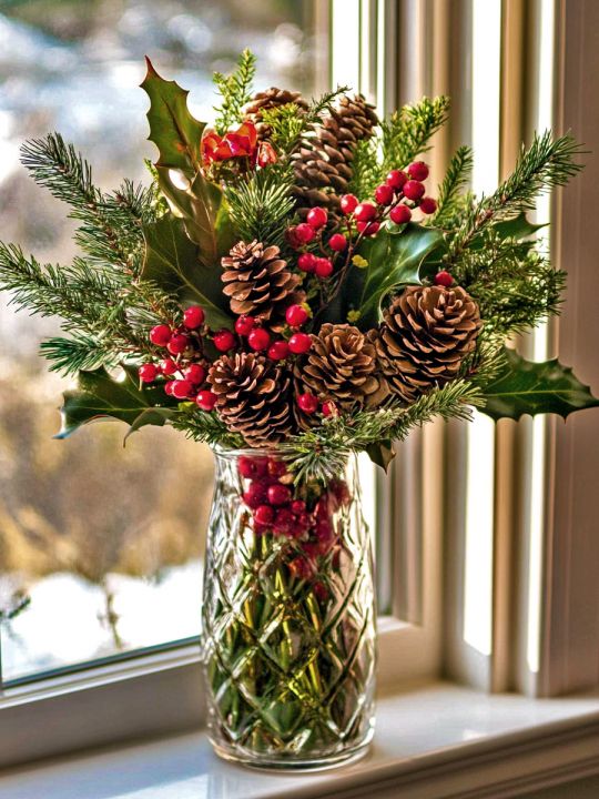 Алмазная мозаика без подрамника «Зимний букет» 70x50 см