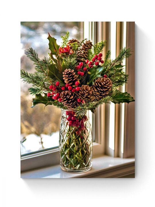 Алмазная мозаика на подрамнике «Зимний букет» 90x70 см