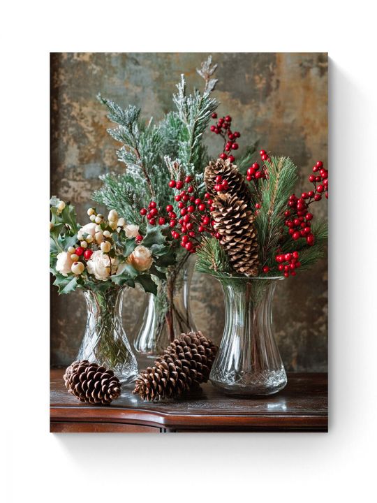 Алмазная мозаика на подрамнике «Зимний декор» 60x45 см