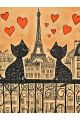 Алмазная мозаика без подрамника «Коты Парижа» 60x45 см