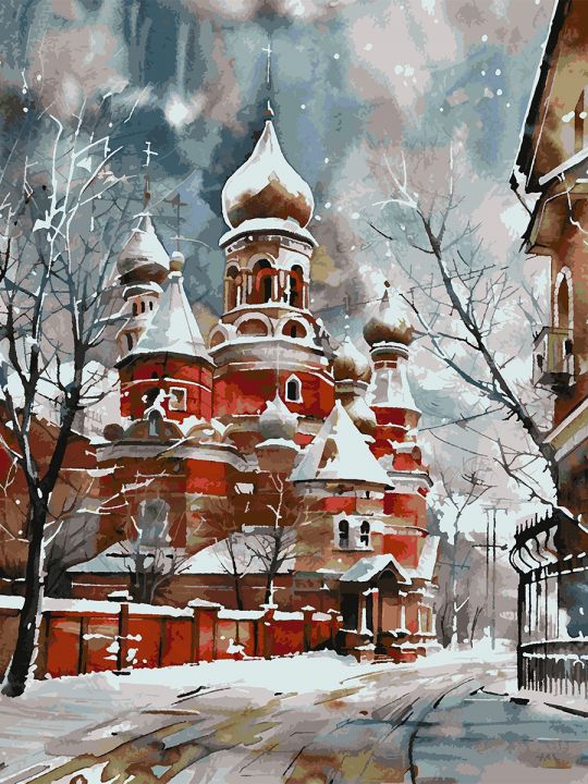Картина по номерам без подрамника «Зимний собор» 130x100 см
