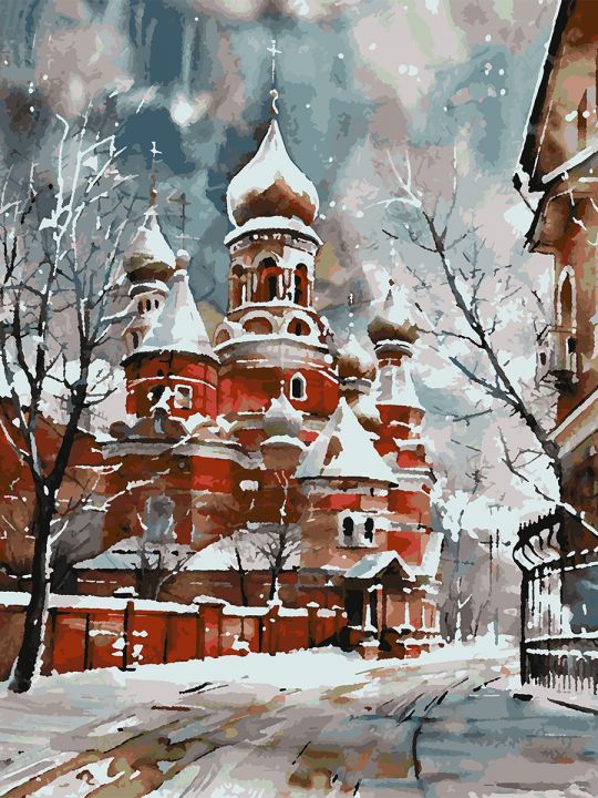 Картина по номерам без подрамника «Зимний собор» 80x60 см