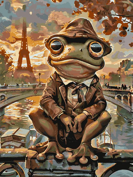 Картина по номерам без подрамника «Жабет и Париж» 90x70 см