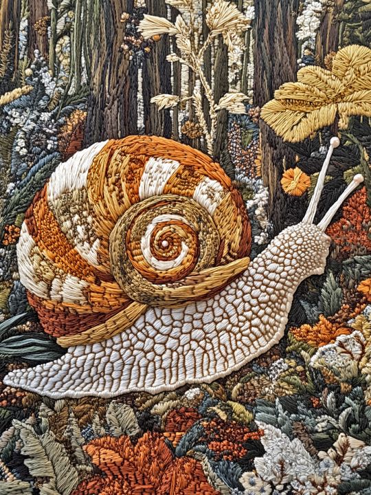 Алмазная мозаика без подрамника «Улитка» 50x40 см