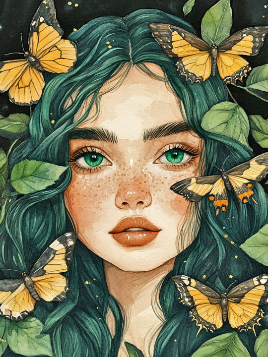 Алмазная мозаика без подрамника «Зеленая фея» 25x20 см