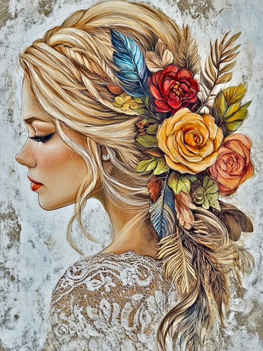 Алмазная мозаика без подрамника «Блондинка» 70x50 см