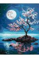 Картина по номерам на подрамнике «Луна и сакура» 80x60 см