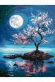 Картина по номерам без подрамника «Луна и сакура» 130x100 см