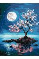 Картина по номерам без подрамника «Луна и сакура» 80x60 см