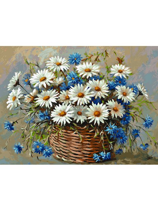 Картина по номерам без подрамника «Ромашки» 130x100 см