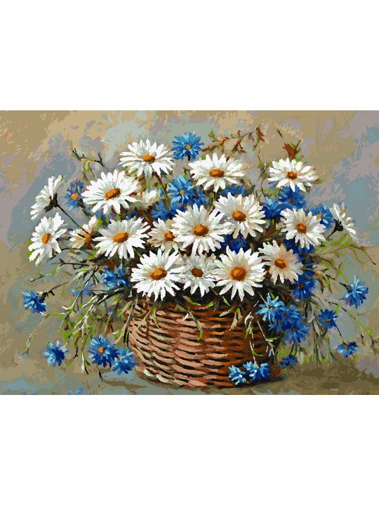 Картина по номерам без подрамника «Ромашки» 80x60 см