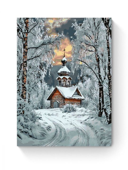 Картина по номерам на подрамнике «Часовенка» 90x70 см
