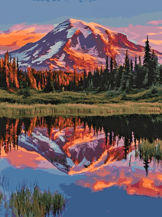 Картина по номерам без подрамника «Спящий вулкан» 130x100 см